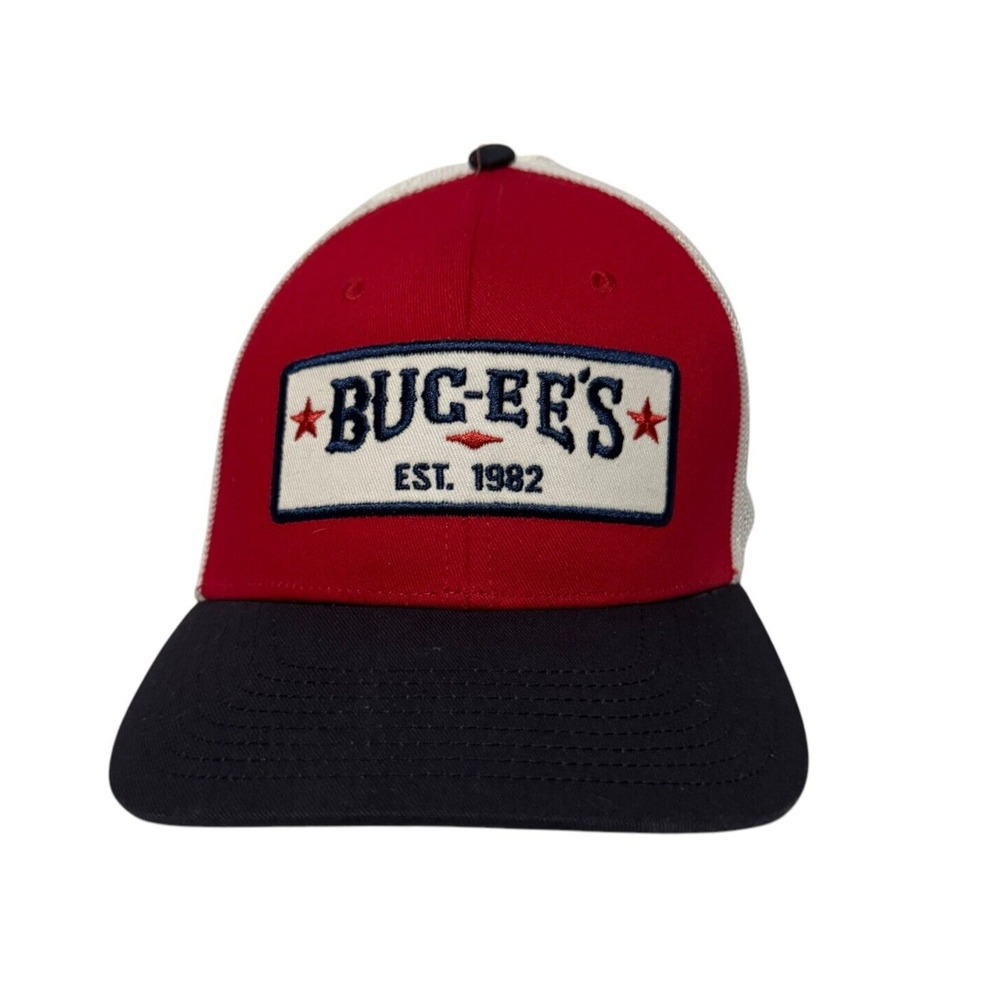Buc-ees Trucker Hat Red White Black Embroidered Logo Patch Cap Mesh Travel